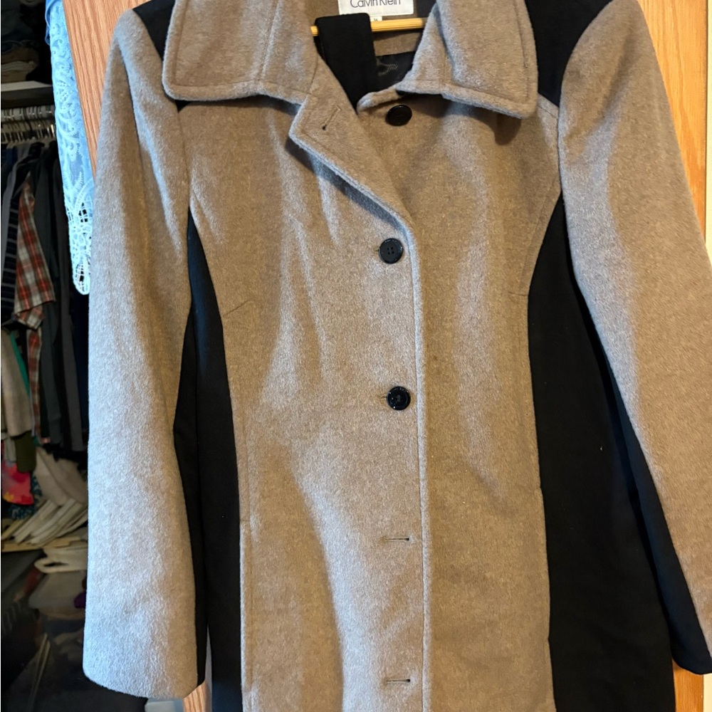 Calvin Klein Women's Two-Tone Coat - Black and Tan